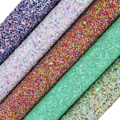 1Yard 91*135cm Chunky Glitter Fabric Mix Color Glitter Fabric Leather PU leather fabric DIY craft project Y002