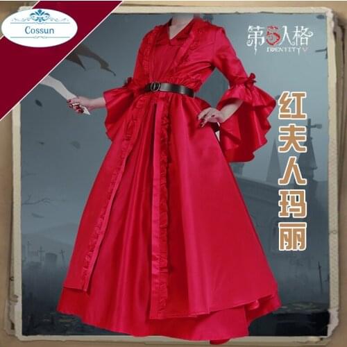 Anime! Identity V Marie Bloody Queen New Regulators Red Dress Elegant Uniform Cosplay Costume Halloween Party Suit For Women