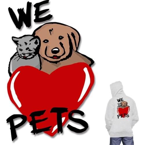 Love and animals Applique on Clothes Washable Ironing stickers Patches for Kids Clothing Jacket Iron on patches