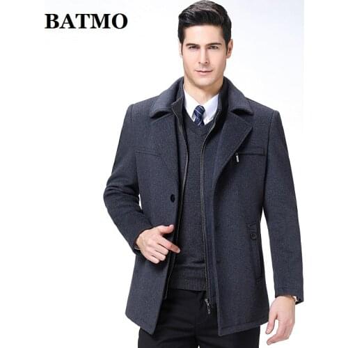 BATMO 2019 new arrival autumn&winter high quality wool trench coat men,mens wool jackets,warm coat,plus-size M-XXXL,008