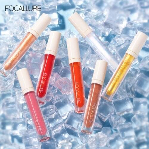 FOCALLURE Plumper Lipgloss base Glitter Liquid Lip tint Waterproof long-lasting Not-sticky lip blam contain Makeup