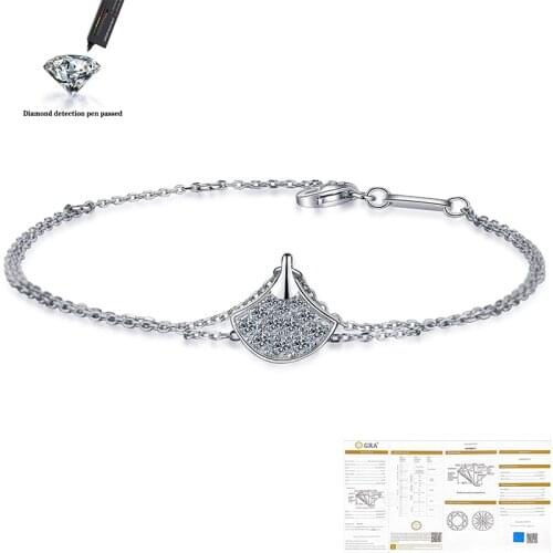 925 sterling silver wedding party anniversary D color D color fan shape moissanite bracelet high quality jewelry