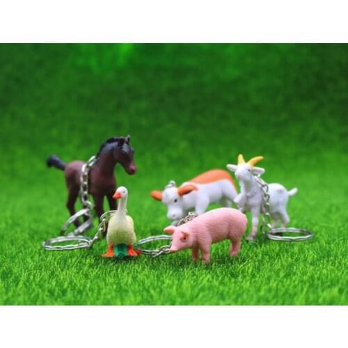 Farm Animal Keychain Bag Car Key Chain Cute Horse cow duck pig sheep Pendant Figure Keyring Birthday Gift 24pcs/lot wholesale