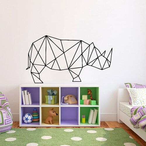 Geometric Rhino Vinyl Wall Sticker Living Room Nordic Wall Decals Nursery Children Room Bedroom Decor Accessories Art Mural C950