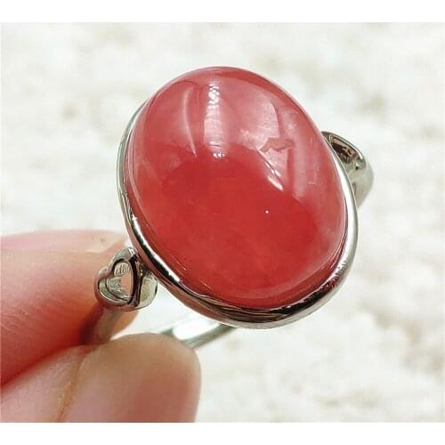 Natural Red Rhodochrosite Rose Adjustable Size Ring 14x11mm 925 Sterling Silver For Women Ring Oval AAAAA