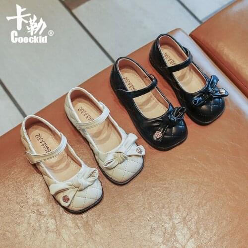 Girls' Leather Shoes 2021 New Soft-soled Bow-knot Princess Shoes Childrens Western Style Student Shoes Cute Flats for Wedding