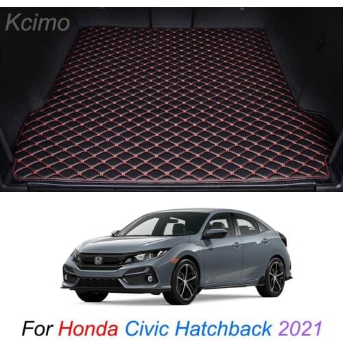 Leather Car Trunk Mat For Honda Civic 2021 Hatchback Cargo Liner Trunk Floor Pad Carpet Car Accessories