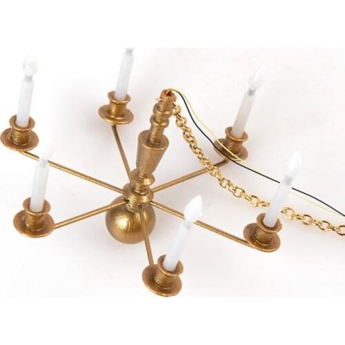 Scaled Model Light Gift for Girls Dollhouse Furniture Vintage Miniature Ceiling Lamp Interactive Building Model DIY Kit