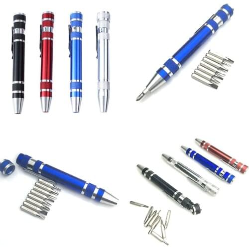 Multi-function Screwdriver Tool Pen Aluminum Alloy Screwdriver 8-in-1 Precision Screwdriver Set Convenient Pen Repair Tool