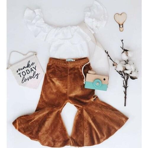 PUDCOCO Fashion Toddler Baby Kids Girl Clothes Crop Top+Flares Pants Bell Bottoms Outfits Set