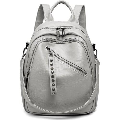 Fashion Backpack for Girls Soft Leather Backpack Women Shoulder Bags Ladies Travel Bag Large Capacity School Bags 2021 C1669