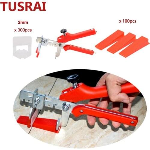 Tile Leveling System Kit 2mm 3/32" 401pcs Ceramic Wall Alignment Floor Leveling Spacer Clips 300pc+Wedges 100pc+Locator TUSRAI