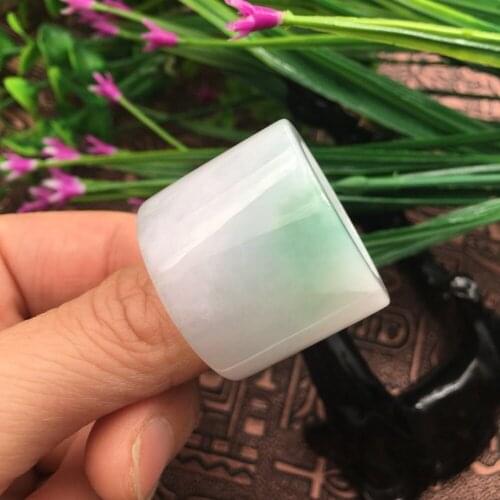 Natural jade A cargo white plus green straight pull finger er06