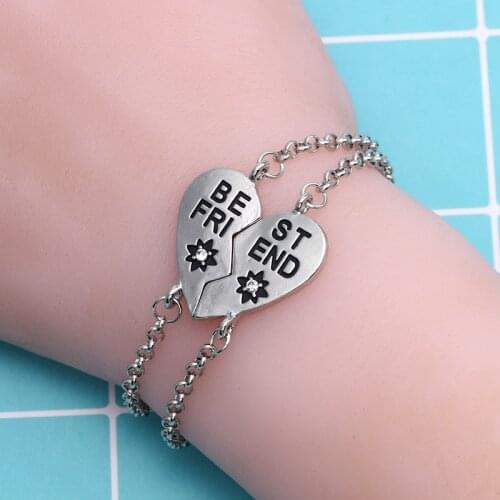 Fashion New Best Friend Heart-shaped Pair Of Stitching Rhinestone Necklace Gold Best Birthday Jewelry Gift For Friends