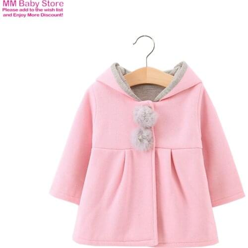 New Spring Autumn Baby Kid Girls Jackets Rabbit Ear Cotton Winter Outerwear Children Hooded Coats 1-5Years Old Toddler Clothes