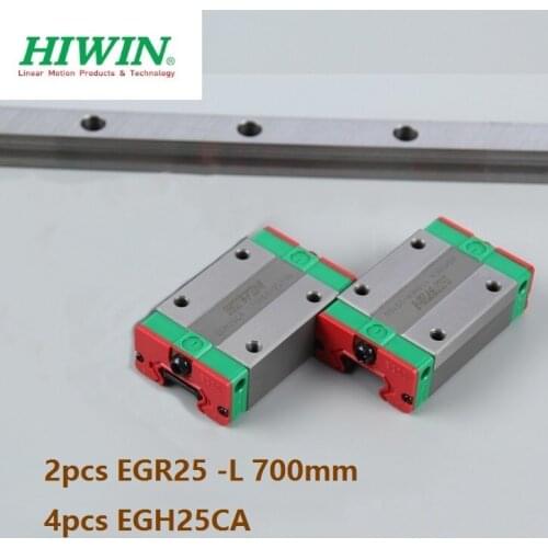 2pcs origial Hiwin rail EGR25 -L 700mm linear guide + 4pcs EGH25CA carriage blocks for CNC router
