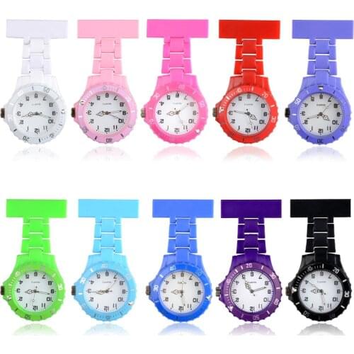 Plastic Nurses Watches Doctor Portable Clip-on Fob Watches Brooches Candy Color Nurse Girls Watch Quartz Movement With Clip