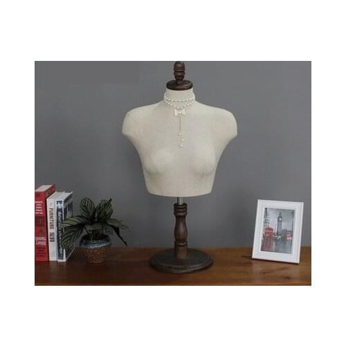 Dress Form Fabric Cover Half Body Female Mannequin Model Torso With Wood Base