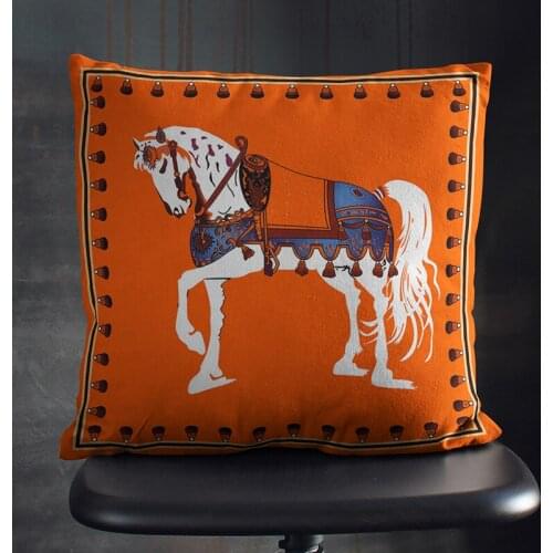 European Cartoon Horse Cushion Luxury Throw Pillow American Vintage Sofa Lumbar Pillow Creative Home Decoration Accessories