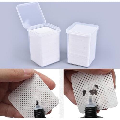 200PCS Eyelash Glue Remover Wipe Lint-Free Paper Cotton Wipes Glue Bottle Mouth Cleaning Remover Paper Cleaner Pads With Box