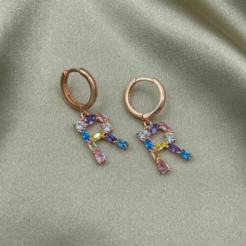 Rose Plated Powder Model Letter Earring