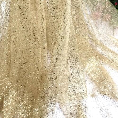 Mesh LACE 1m/lot soft mesh Rice Silver Gold sequins fabric wedding dress veil DIY fabric transparent dress fabric H011