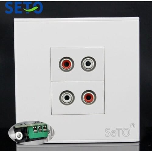 SeTo 86 Type Double Ports Red & White Audio Panel Wall Plate Socket Keystone Faceplate
