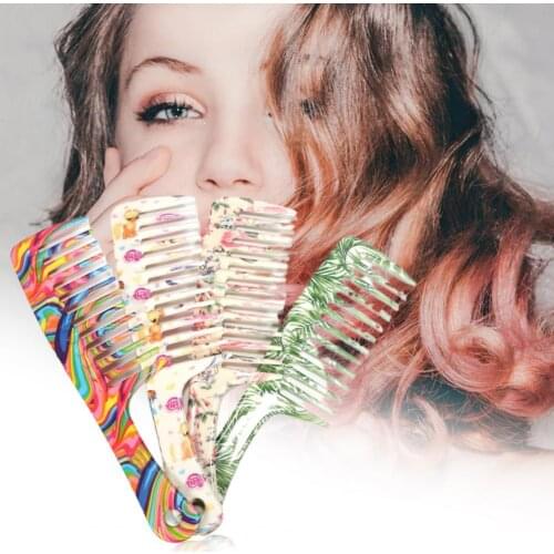 Resistance Leaf Print Wide Tooth Comb Hair Brush Hairdresser Professional Accessories Hairdressing Supplies