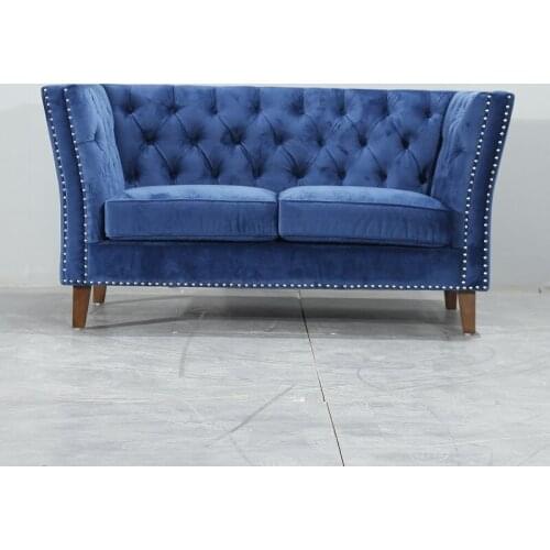 Modern French Simple Dorm Studio Cafe Couch 2 person Sitz Love Seats Nordic Scandi Sofa 2 Seater royal blue