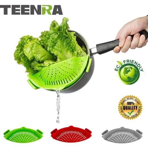 TEENRA Silicone Pot Strainer Colander Pot Strainer Multi Drain Filter Silicone Pan Fliter Drain Fliter Clip-on Food Colander
