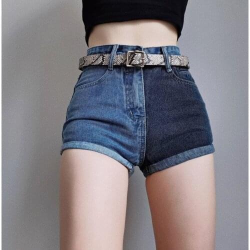 TVVOVVIN Lockdown panel 2021 new small high waist slim fit large versatile denim shorts hot pants women 0CPF