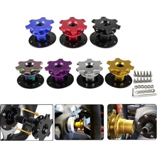 Universal Aluminum Steering Wheel Quick Release Hub Boss Kit Wheel Hub Adapter CA0011-BL For 6 hole Steering Wheel Hub