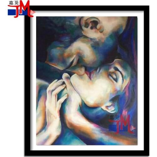 Cross Stitch DIY Painting Couple Kiss 5D Diamond Home Decor Love Abstract Embroidery Pattern Wall Sticker Full Round Drill