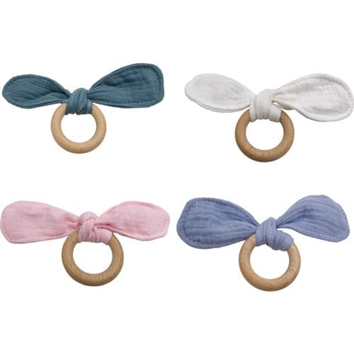 1Pcs Baby Wooden Teether Bib Cotton And Wood Teeth Baby Teething Toys Newborn Solid Color Necklace Decoration Baby Feeding Gifts