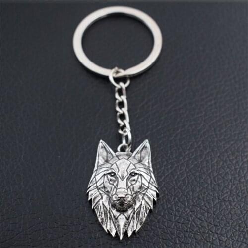 12pcs Geometric Origami Wolf Keychain Men Car Gift Souvenirs Wild Animal Keychain