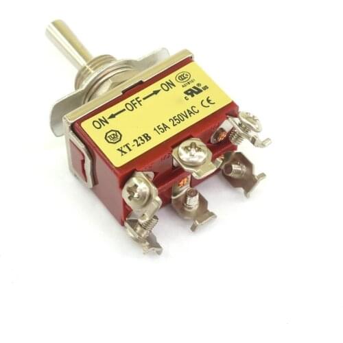 2)XT-23B 15A Double-Pole Throw Middle Stop ON-OFF-ON Toggle Switch Hand Reset