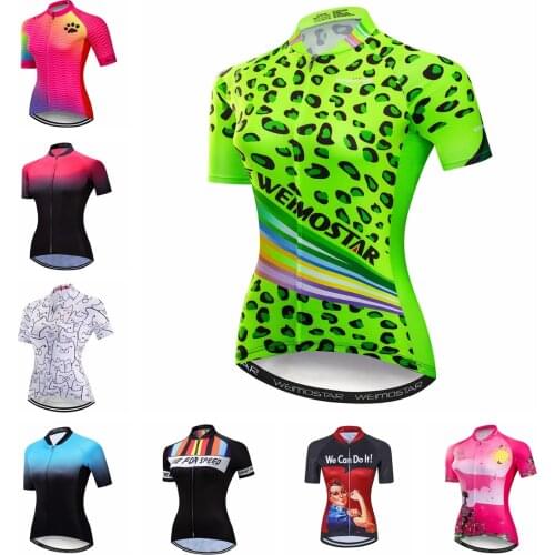 2021 Cycling Jersey Womens Bike Shirts Short Sleeve MTB Top Bicycle Clothing Racing Mountain Road Uniform Simmer Green Red Pink