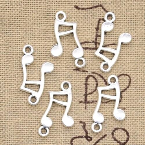 30pcs Charms Musical Note Connector 10x19mm Antique Pendant Fit Vintage Tibetan Silver Color DIY Handmade Jewelry