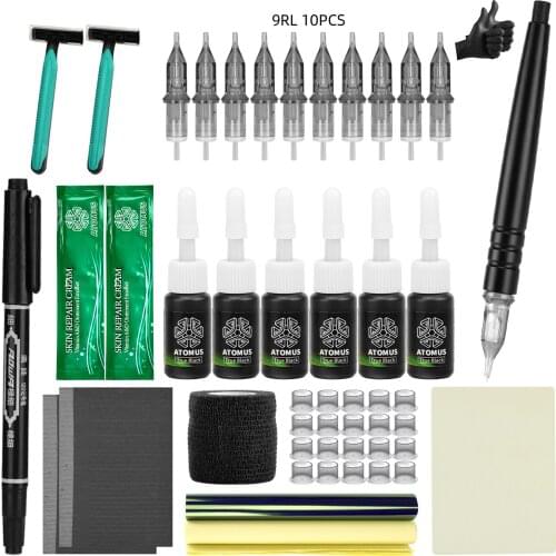 Atomus 3D Aluminum Alloy Tattoo Pen Tattoo Ink Tattoo Grip Tape Professional Tattoo Kits DIY Tattoo Set Accessories Supplies
