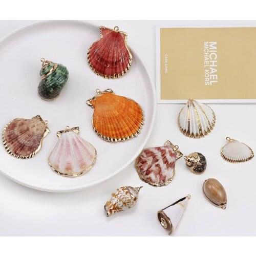 6pc Korean Holiday Wind Natural Shell Conch Phnom Penh Necklace Pendant Earrings For Women Beach Summer Jewelry Diy Accessories