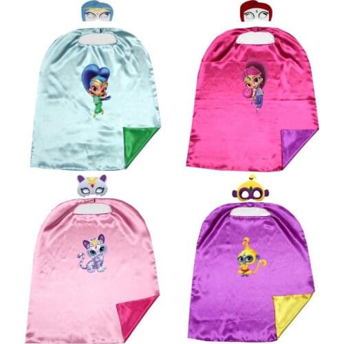 70*80cm 2layer shimmer & shine Capes matching masks BirthdayParty Favor Inspired Dress Up Capes + Masks