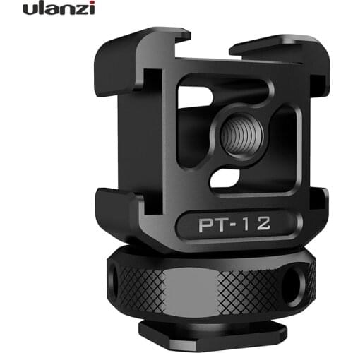 Ulanzi Aluminum Triple Cold Shoe Mount Adapter with 3 Cold Shoe for Camera Extension Microphone LED Light Magic Arm Mount
