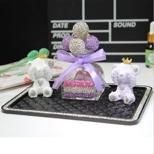 Car diamond balloon colorful crystal bottle bear ornaments female creative gift perfume seat diy female gift car decoration
