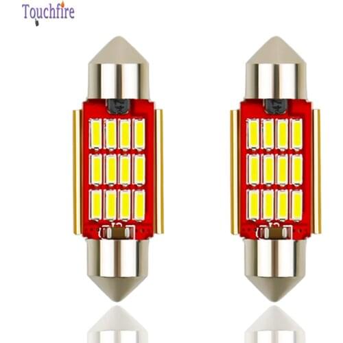 10PCS Auto C5W C10W Festoon 4014 12SMD 31/36/39/41mm Canbus Car Bulb Reading Dome Interior License Plate Parking Light 12V