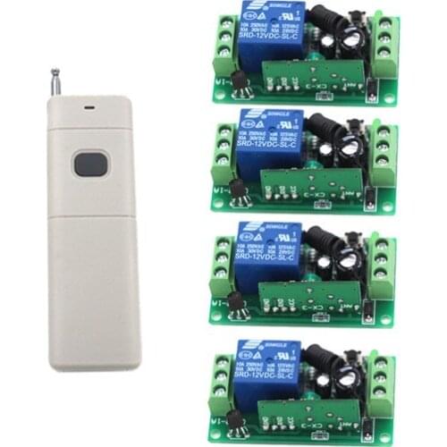 DC 12V RF Wireless Remote Control Switch Systerm 10A Relay RF Remote Switch Transmitter & Receiver For Light 315 Mhz SKU: 5203