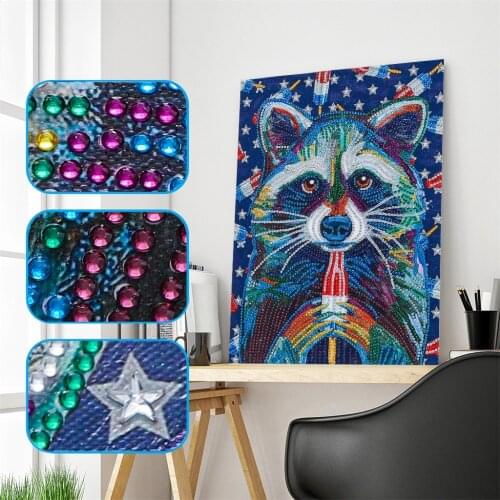 DIY 5D Mosaic Part Drill Special Shape Diamond Cute Fox Animal Resin Painting Kit Rhinestone Drawing for Room Decoration
