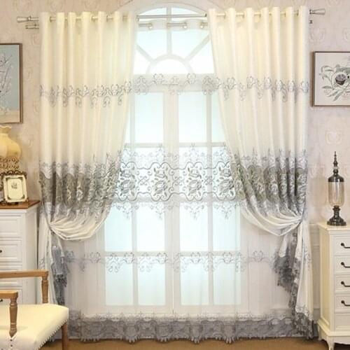 European Curtains for Living Dining Room Bedroom Hollow Out Water Soluble Embroidery Shading Curtains
