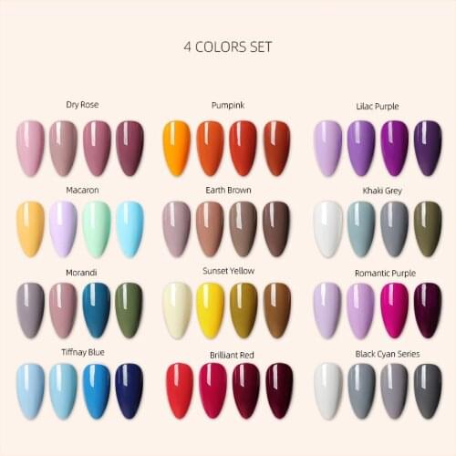 19 Sets Series 4-Color Kit Nail Gel Polish Lacquer Soak Off UV LED Long Lasting Nails Gel Varnish for Salon Shop Art Manicure