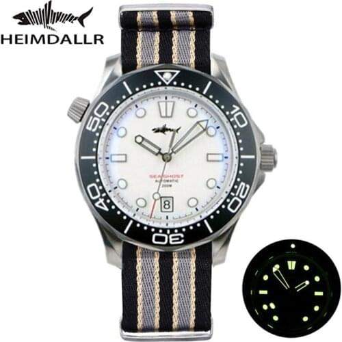 Heimdallr Titanium 007 Sea Ghost NTTD Mens Diver Watch 20ATM NH35A Automatic Movement C3 Luminous Blue Black White Dial