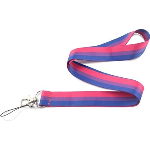 JF564 Bisexual Flag Neck Strap Lanyard for Keys ID Card Phone Straps USB Badge holder DIY Neck Strap Hang Rope Lariat Lanyards